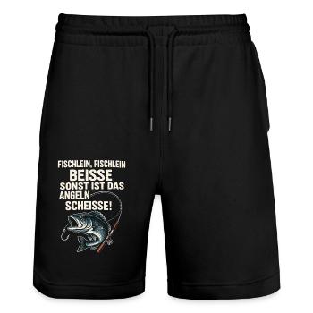 Little Fish Bite – Funny Angler Rhyme - Stanley/Stella Trainer Unisex Organic Jogging Shorts - black - Front - Nik (191cm) & Marisol (170cm)
