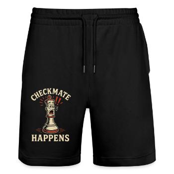 Checkmate Happens Schachspieler-enthusiasten Brett - Stanley/Stella Unisex Bio Joggingshorts Trainer  - Schwarz - Vorne - Nik (191cm) & Marisol (170cm)