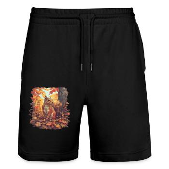 Squirrel - Stanley/Stella Trainer Unisex Organic Jogging Shorts - black - Front - Nik (191cm) & Marisol (170cm)