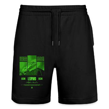 Leopard Gecko Reptile Keeper Streetwear - Stanley/Stella Trainer Unisex Organic Jogging Shorts - black - Front - Nik (191cm) & Marisol (170cm)