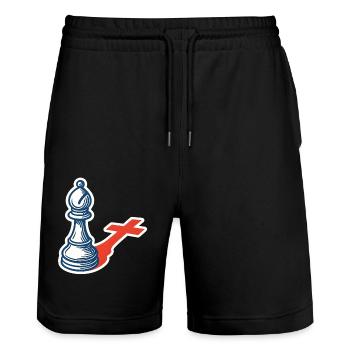 joueur d’échecs drôle évêque ombre design - Short de jogging bio TRAINER Stanley/Stella unisexe - noir - Devant - Nik (191cm) & Marisol (170cm)