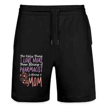 Technicien en pharmacie - Short de jogging bio TRAINER Stanley/Stella unisexe - noir - Devant - Nik (191cm) & Marisol (170cm)