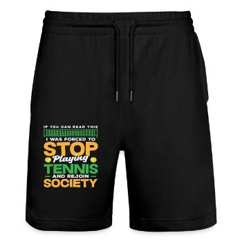 Tennis Player Funny Saying Tennis - Stanley/Stella Trainer Unisex Organic Jogging Shorts - black - Front - Nik (191cm) & Marisol (170cm)