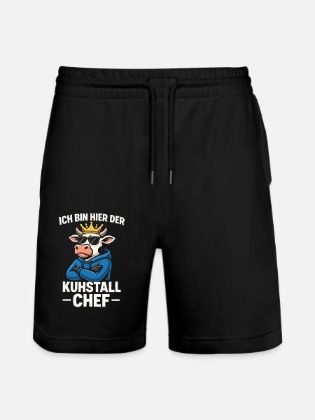Cowshed – Cool Cartoon Cow - Stanley/Stella Trainer Unisex Organic Jogging Shorts - black