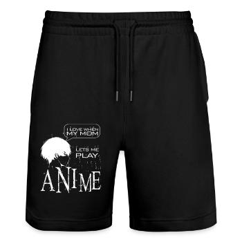 Anime Manga Otaku Kawaii Japan Cosplay Comic - Stanley/Stella Unisex Bio Joggingshorts Trainer  - Schwarz - Vorne - Nik (191cm) & Marisol (170cm)