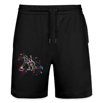 Curler Winter Sports Curling - Stanley/Stella Unisex Bio Joggingshorts Trainer  - Schwarz - Vorne - Nik (191cm) & Marisol (170cm)