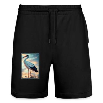 Störche Storch - Stanley/Stella Unisex Bio Joggingshorts Trainer  - Schwarz - Vorne - Nik (191cm) & Marisol (170cm)