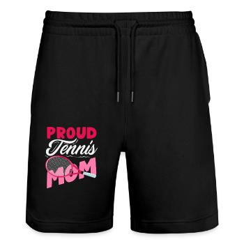 Proud Tennis Mom For Tennis Players - Stanley/Stella Trainer Unisex Organic Jogging Shorts - black - Front - Nik (191cm) & Marisol (170cm)