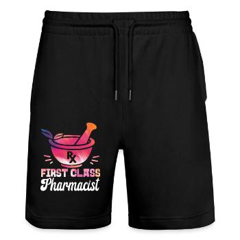Pharmacy Tech Technician - Stanley/Stella Unisex Bio Joggingshorts Trainer  - Schwarz - Vorne - Nik (191cm) & Marisol (170cm)