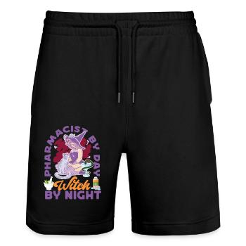 Pharmacy Tech Technician - Stanley/Stella Trainer Unisex Organic Jogging Shorts - black - Front - Nik (191cm) & Marisol (170cm)