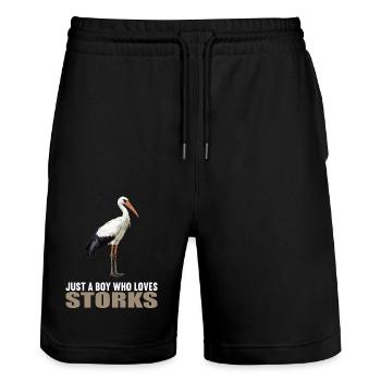 Störche Storch - Stanley/Stella Unisex Bio Joggingshorts Trainer  - Schwarz - Vorne - Nik (191cm) & Marisol (170cm)