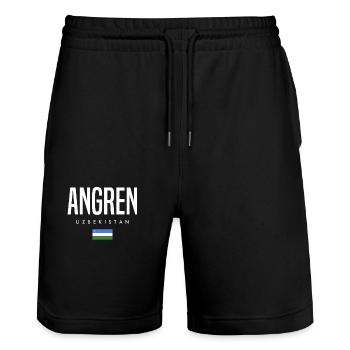 Angren, Ouzbékistan - Short de jogging bio TRAINER Stanley/Stella unisexe - noir - Devant - Nik (191cm) & Marisol (170cm)