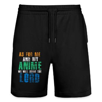 Anime Manga Otaku Kawaii Japan Cosplay Comic - Stanley/Stella Unisex Bio Joggingshorts Trainer  - Schwarz - Vorne - Nik (191cm) & Marisol (170cm)