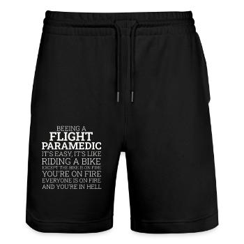 Flight Paramedic Riding A Bike Luftrettung - Stanley/Stella Unisex Bio Joggingshorts Trainer  - Schwarz - Vorne - Nik (191cm) & Marisol (170cm)