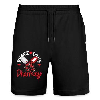 Pharmacy Tech Technician - Stanley/Stella Unisex Bio Joggingshorts Trainer  - Schwarz - Vorne - Nik (191cm) & Marisol (170cm)