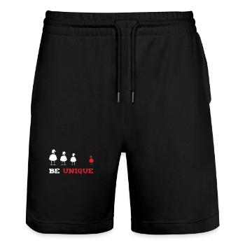Be Unique - Be Unique - Banksy Style - Stanley/Stella Trainer Unisex Organic Jogging Shorts - black - Front - Nik (191cm) & Marisol (170cm)
