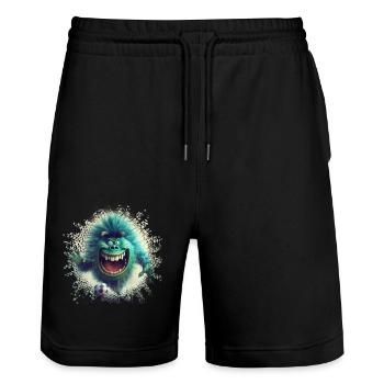 Grünes Fußballmonster - Stanley/Stella Unisex Bio Joggingshorts Trainer  - Schwarz - Vorne - Nik (191cm) & Marisol (170cm)