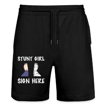 Broken leg - Stanley/Stella Trainer Unisex Organic Jogging Shorts - black - Front - Nik (191cm) & Marisol (170cm)