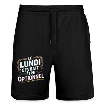 Le lundi devrait être optionnel - Short de jogging bio TRAINER Stanley/Stella unisexe - noir - Devant - Nik (191cm) & Marisol (170cm)