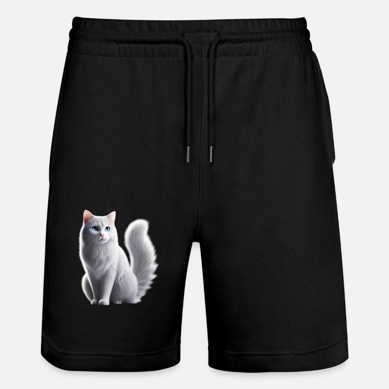 Chat Blanc Yeux Bleus - Short de jogging bio TRAINER Stanley/Stella unisexe - noir