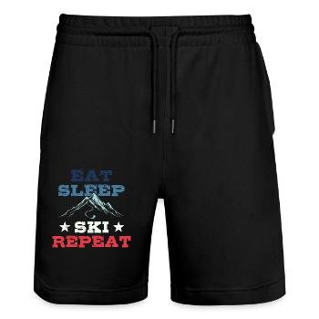 Eat Sleep Ski Repeat - Ski - Ski - Stanley/Stella Trainer Unisex Organic Jogging Shorts - black - Front - Nik (191cm) & Marisol (170cm)