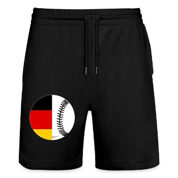 Baseball Player German Flag Baseball - Stanley/Stella Trainer Unisex Organic Jogging Shorts - black - Front - Nik (191cm) & Marisol (170cm)