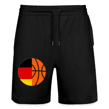 Basketballspieler Deutsche Flagge Basketball - Stanley/Stella Unisex Bio Joggingshorts Trainer  - Schwarz - Vorne - Nik (191cm) & Marisol (170cm)