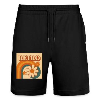Sunshine & Daisies – 70s Vibes Forever - Stanley/Stella Unisex Bio Joggingshorts Trainer  - Schwarz - Vorne - Nik (191cm) & Marisol (170cm)