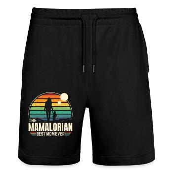 The MAMALORIAN - maman Vintage - Short de jogging bio TRAINER Stanley/Stella unisexe - noir - Devant - Nik (191cm) & Marisol (170cm)