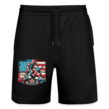 Lutte - Short de jogging bio TRAINER Stanley/Stella unisexe - noir - Devant - Nik (191cm) & Marisol (170cm)