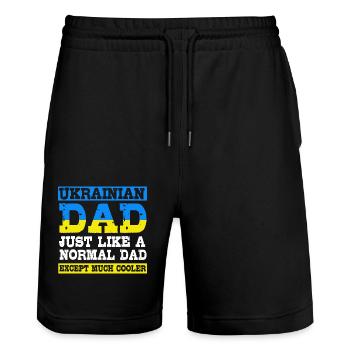 Ukraine Father Father's Day Gift Dad - Stanley/Stella Trainer Unisex Organic Jogging Shorts - black - Front - Nik (191cm) & Marisol (170cm)