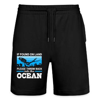 Tauchen - Stanley/Stella Unisex Bio Joggingshorts Trainer  - Schwarz - Vorne - Nik (191cm) & Marisol (170cm)