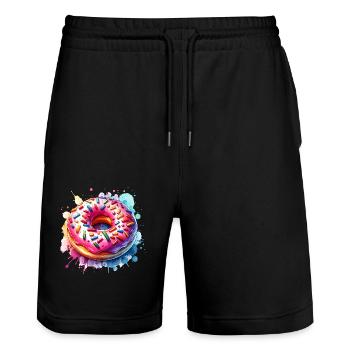 Beignet - Short de jogging bio TRAINER Stanley/Stella unisexe - noir - Devant - Nik (191cm) & Marisol (170cm)