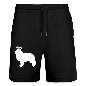 Great Pyrenees Reindeer Christmas - Stanley/Stella Trainer Unisex Organic Jogging Shorts - black - Front - Nik (191cm) & Marisol (170cm)