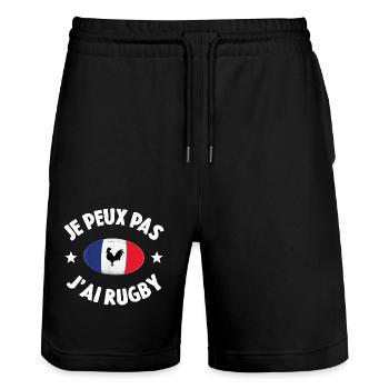 Je Peux Pas J'ai Rugby - Short de jogging bio TRAINER Stanley/Stella unisexe - noir - Devant - Nik (191cm) & Marisol (170cm)