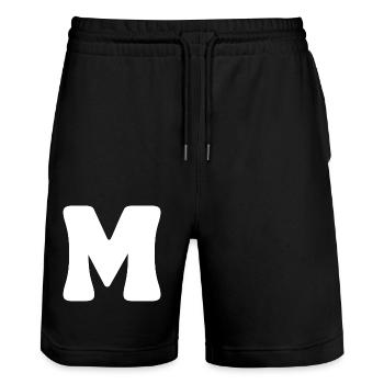 M - Stanley/Stella Unisex Bio Joggingshorts Trainer  - Schwarz - Vorne - Nik (191cm) & Marisol (170cm)