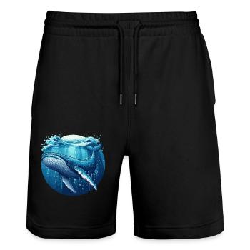 Blauwal - Stanley/Stella Unisex Bio Joggingshorts Trainer  - Schwarz - Vorne - Nik (191cm) & Marisol (170cm)