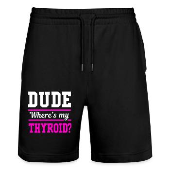 Thyroid cancer Thyroid cancer - Stanley/Stella Trainer Unisex Organic Jogging Shorts - black - Front - Nik (191cm) & Marisol (170cm)