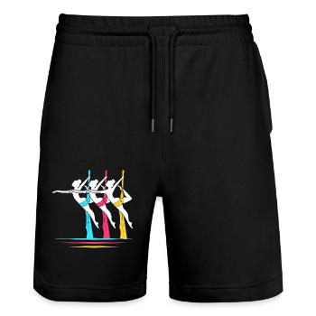 Aerial Yoga Air Yoga - Stanley/Stella Unisex Bio Joggingshorts Trainer  - Schwarz - Vorne - Nik (191cm) & Marisol (170cm)