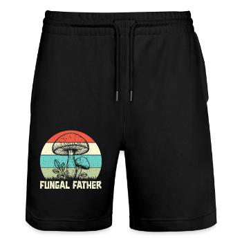 Mushroom Foraging Hunter Fungal Father Morel - Stanley/Stella Trainer Unisex Organic Jogging Shorts - black - Front - Nik (191cm) & Marisol (170cm)