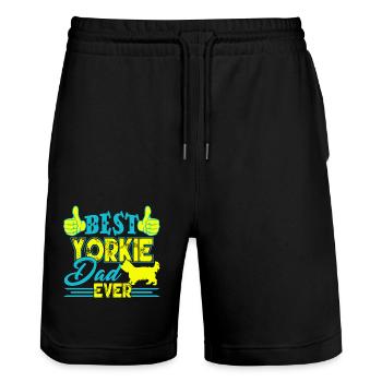 Best Yorkie Dad Ever - Stanley/Stella Trainer Unisex Organic Jogging Shorts - black - Front - Nik (191cm) & Marisol (170cm)
