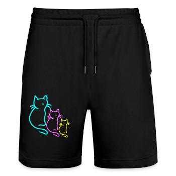 Chats rétro chat chaton des années 80 des années 90 Vintage Kid - Short de jogging bio TRAINER Stanley/Stella unisexe - noir - Devant - Nik (191cm) & Marisol (170cm)