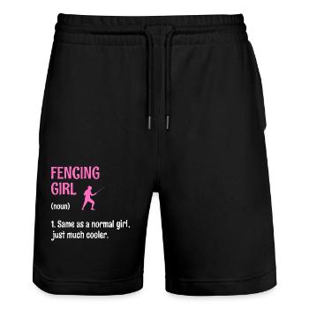 Fencing Girl Same As A Normal Girl Just Much - Stanley/Stella Trainer Unisex Organic Jogging Shorts - black - Front - Nik (191cm) & Marisol (170cm)