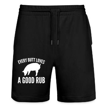 Barbecue - Short de jogging bio TRAINER Stanley/Stella unisexe - noir - Devant - Nik (191cm) & Marisol (170cm)