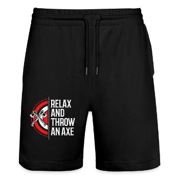 Axt Werfen - Stanley/Stella Unisex Bio Joggingshorts Trainer  - Schwarz - Vorne - Nik (191cm) & Marisol (170cm)