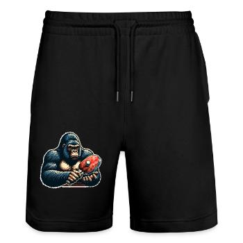 Ping-pong - Short de jogging bio TRAINER Stanley/Stella unisexe - noir - Devant - Nik (191cm) & Marisol (170cm)