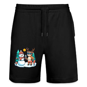 Christmas Gnome Zombie - Stanley/Stella Trainer Unisex Organic Jogging Shorts - black - Front - Nik (191cm) & Marisol (170cm)