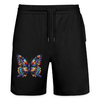 Beauté colorée : Papillon coloré - Short de jogging bio TRAINER Stanley/Stella unisexe - noir - Devant - Nik (191cm) & Marisol (170cm)