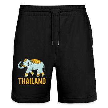Thaïlande - Short de jogging bio TRAINER Stanley/Stella unisexe - noir - Devant - Nik (191cm) & Marisol (170cm)