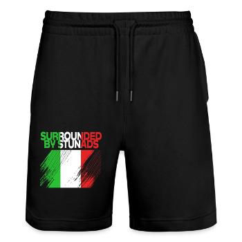 Italien Italie Italie - Short de jogging bio TRAINER Stanley/Stella unisexe - noir - Devant - Nik (191cm) & Marisol (170cm)